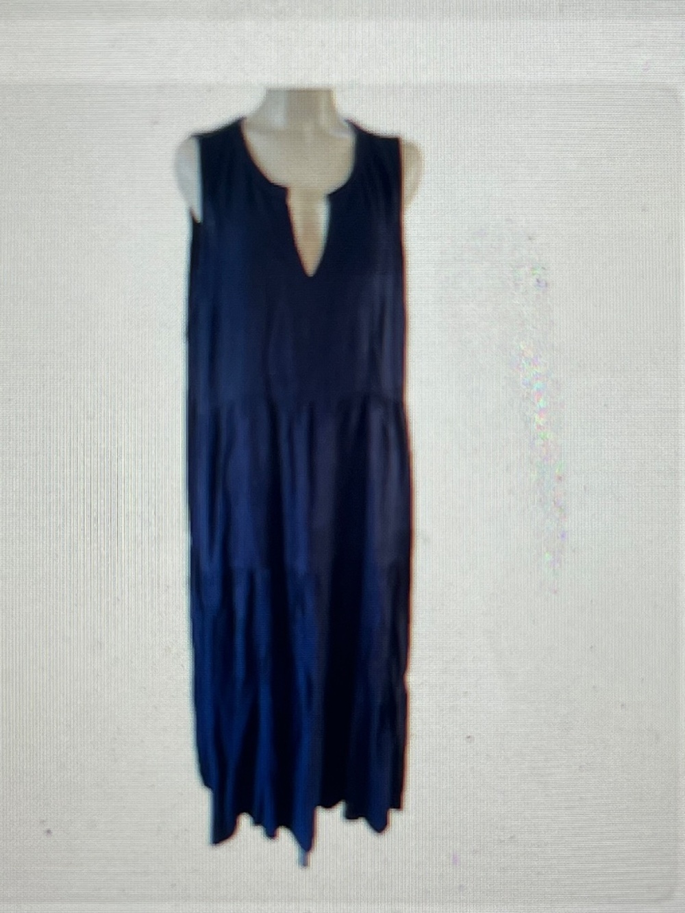 J Jill XL Tall Linen Blend   - Maxi Dress Navy Blue Tiered / Has Pockets / 53"
